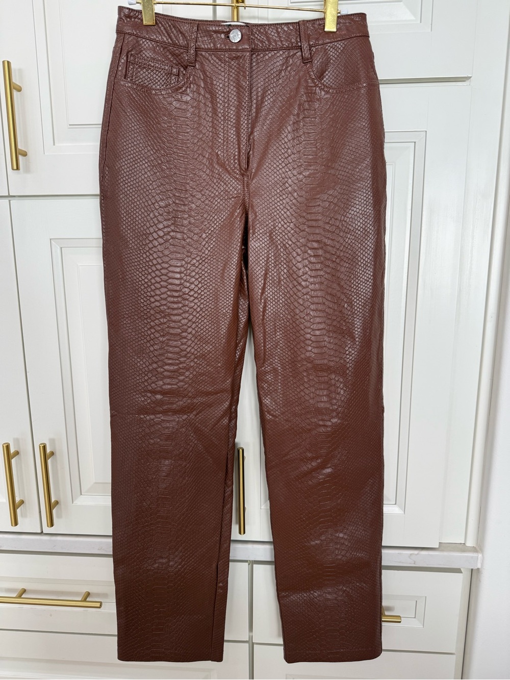Aritzia Wilfred Brown Faux Snakeskin Waistband Pants